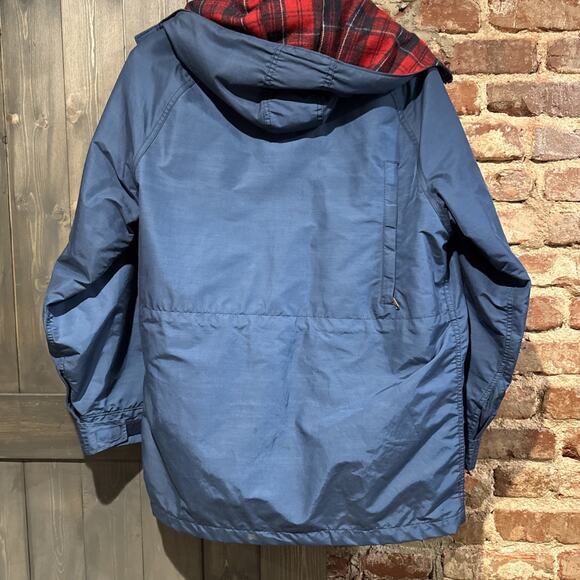 VINTAGE Woolrich Parka Mens L Hooded Wool Blanket lined Gorpcore blue ski alpine - Picture 9 of 12